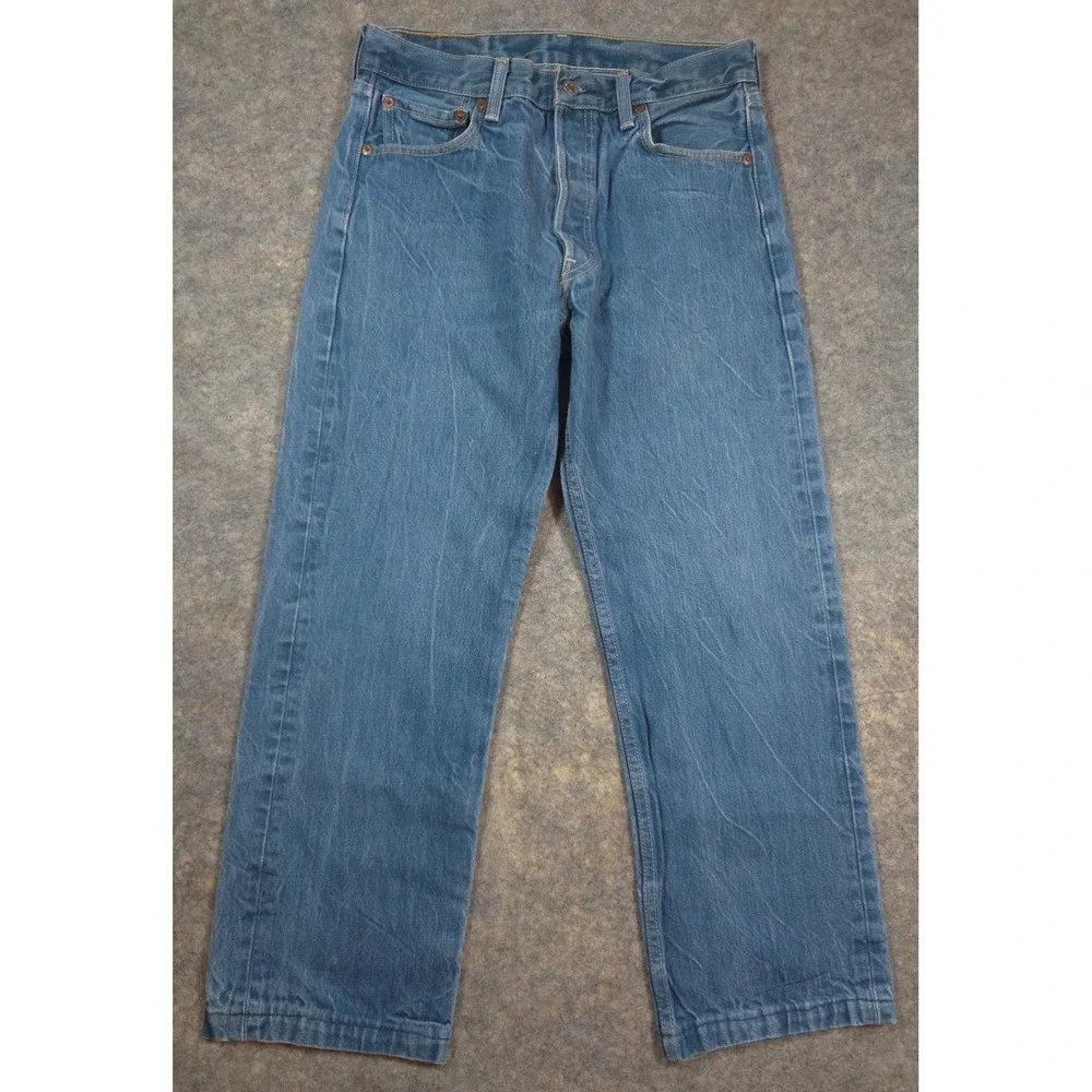 Levis 501XX Original Straight Fit Jeans Mens 31x34 Blue Denim Button Fly Medium